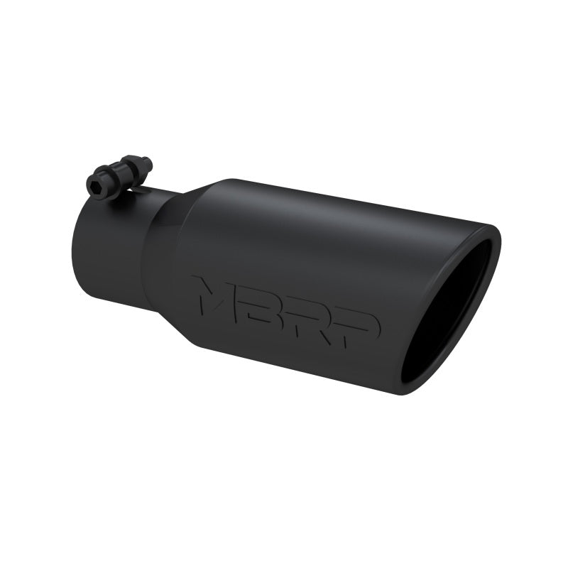 MBRP T5157BLK Black Series Exhaust Tip Angled Rolled End Steel Black Coated Exhaust Tip