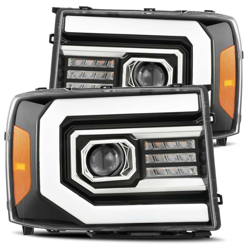 AlphaRex 880097 07-13 GMC Sierra 1500 (No Classic) LUXX-Series LED Projector Headlights Jet Black w/Activation Light & Sequential.Signal / DRL
