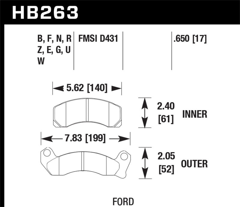 Hawk Performance HB263Z.650 Performance Ceramic Street Brake Pads