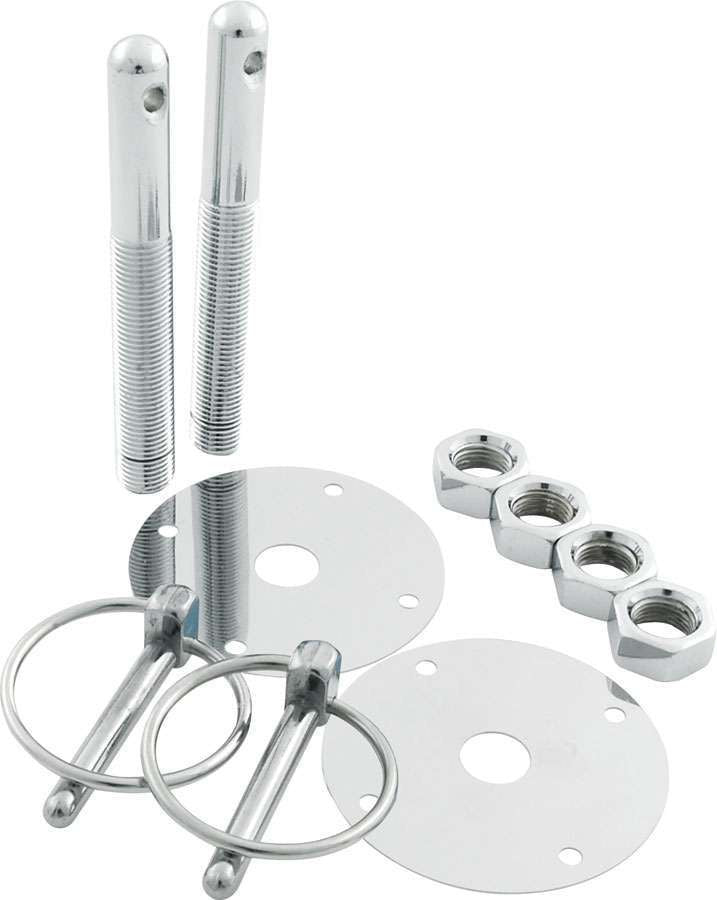 Allstar Performance Steel Hood Pin Kit with 1/4in Flip-Over Clips ALL18513
