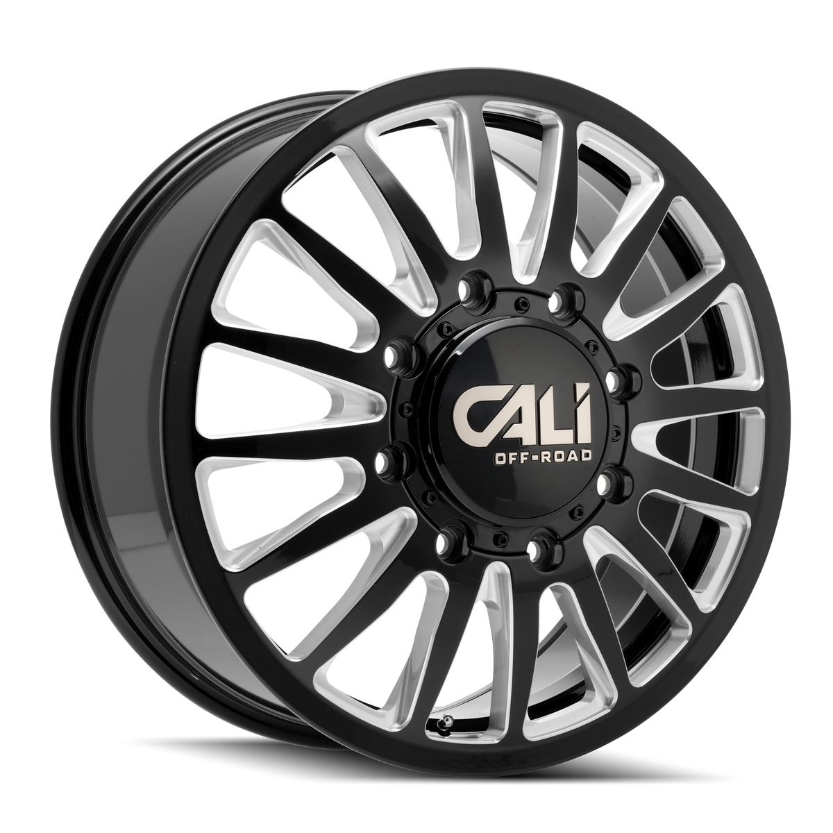 Cali Off-Road Summit Dually Front 22x8.25 8x210 115mm Gloss Black Milled Wheel 9110D-22879BMF115
