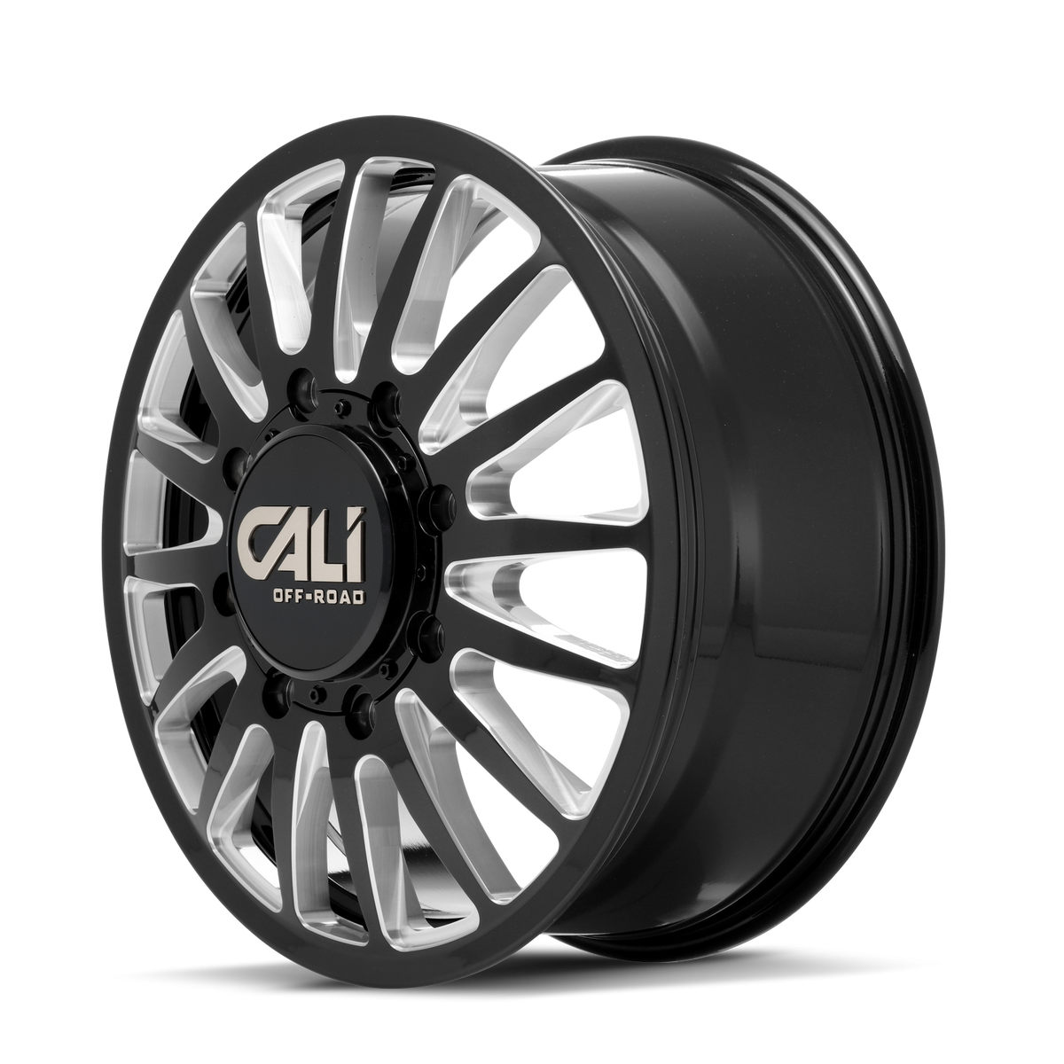 Cali Off-Road Summit Dually Front 20x8.25 8x200 115mm Gloss Black Milled Wheel 9110D-2877BMF115
