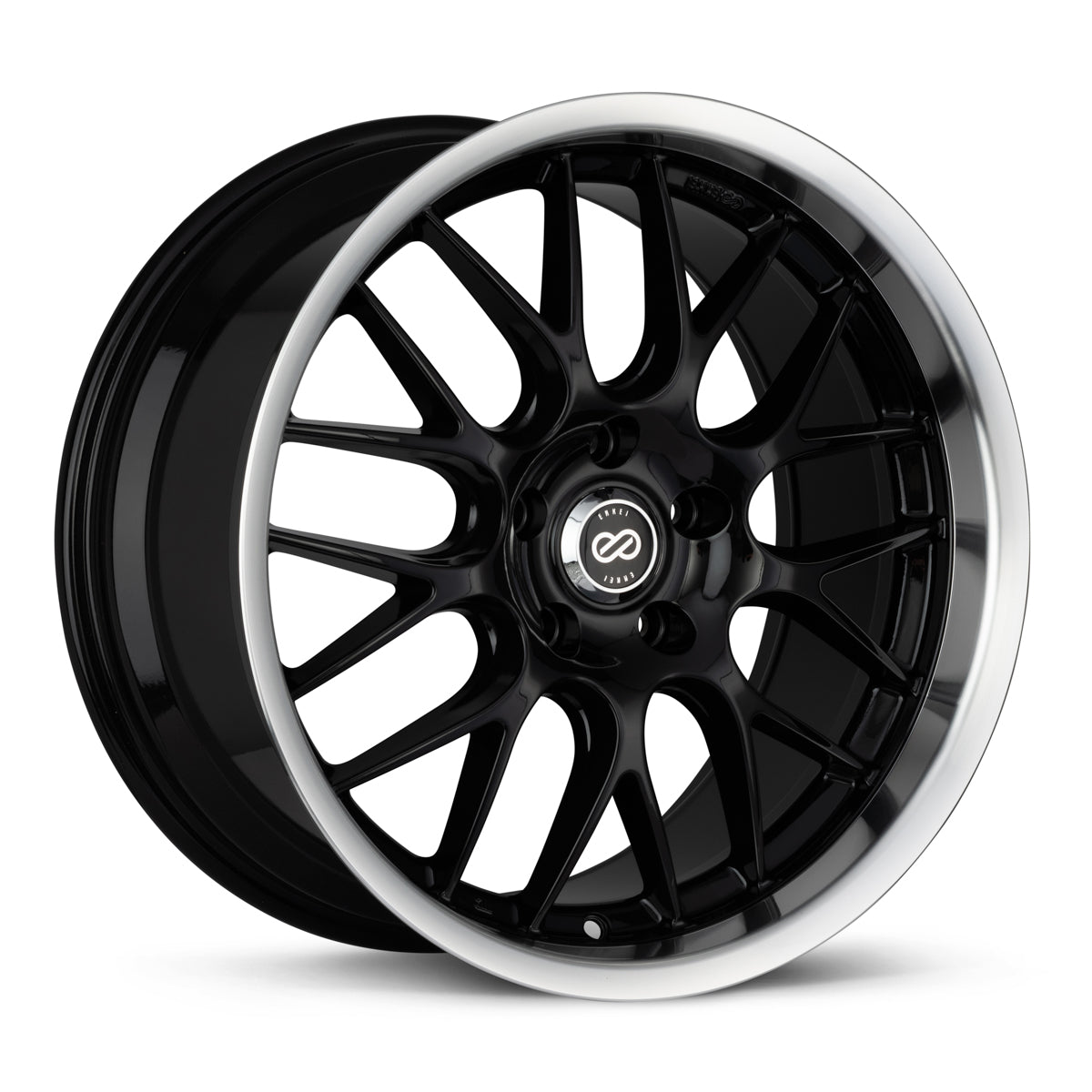 Enkei Lusso 20 x 8.5 40mm Offset 5x114.3 Bolt Pattern Black with Machine Lip Wheel