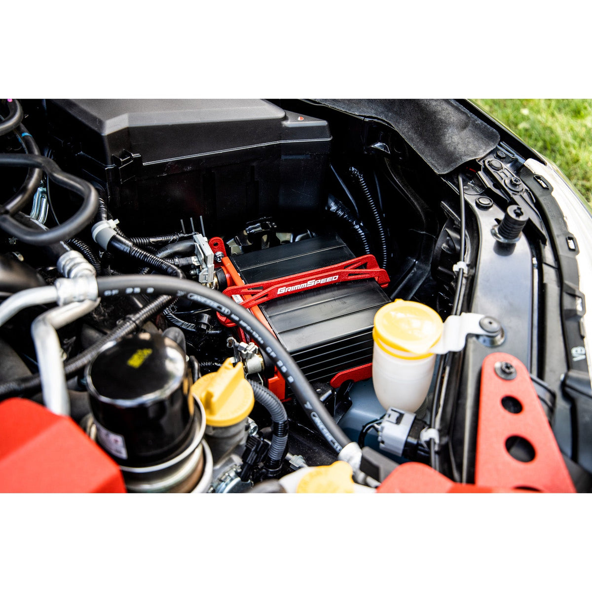 GrimmSpeed GRM121034 for 08-14 Subaru WRX STI Lightweight Battery Mount Kit - Red