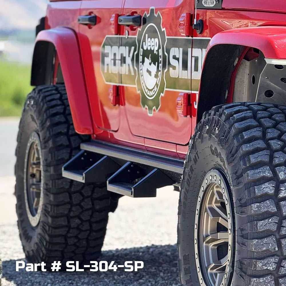 Rock Slide Engineering for 18-25 Jeep Wrangler JL 4in Removable Deluxe Rock Rail Drop Step