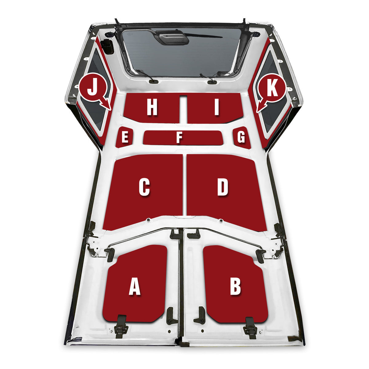 DEI for 2018-2023 Jeep Wrangler JL 4-Door Boom Mat Complete Headliner Kit - 13 Piece - Gray