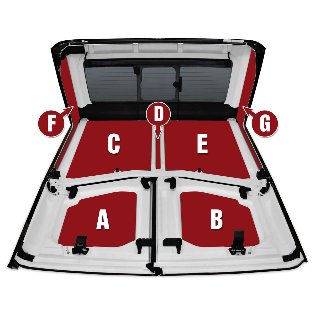 DEI for 2020-2022 Jeep Gladiator JT 4-Door Boom Mat Complete Headliner Kit - 7 Piece - Gray