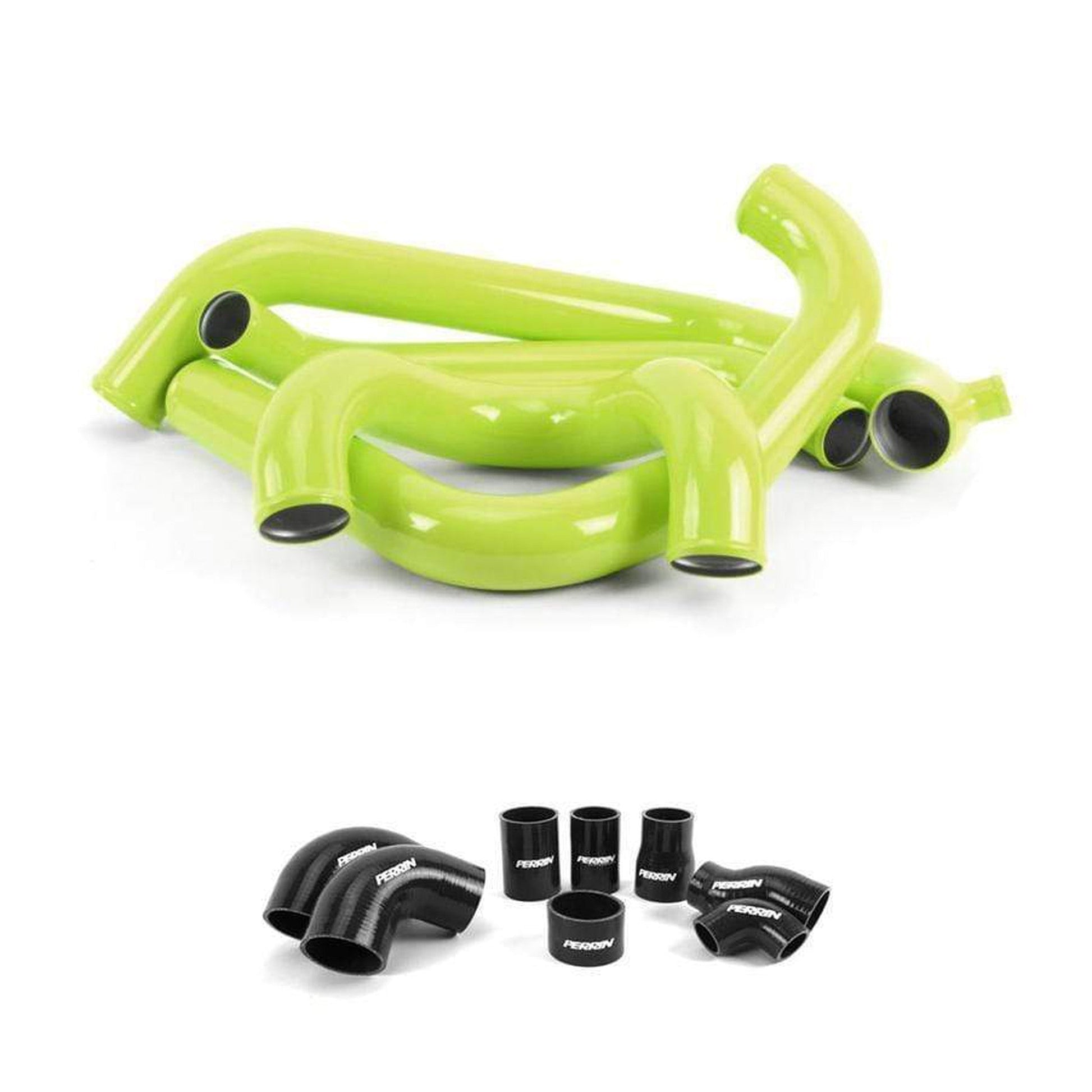 PERRIN 15-21 Subaru STI Front Mount Intercooler Boost Tubes + Hardware - Neon Yellow Tubes PSP-ITR-438-2NY/BK