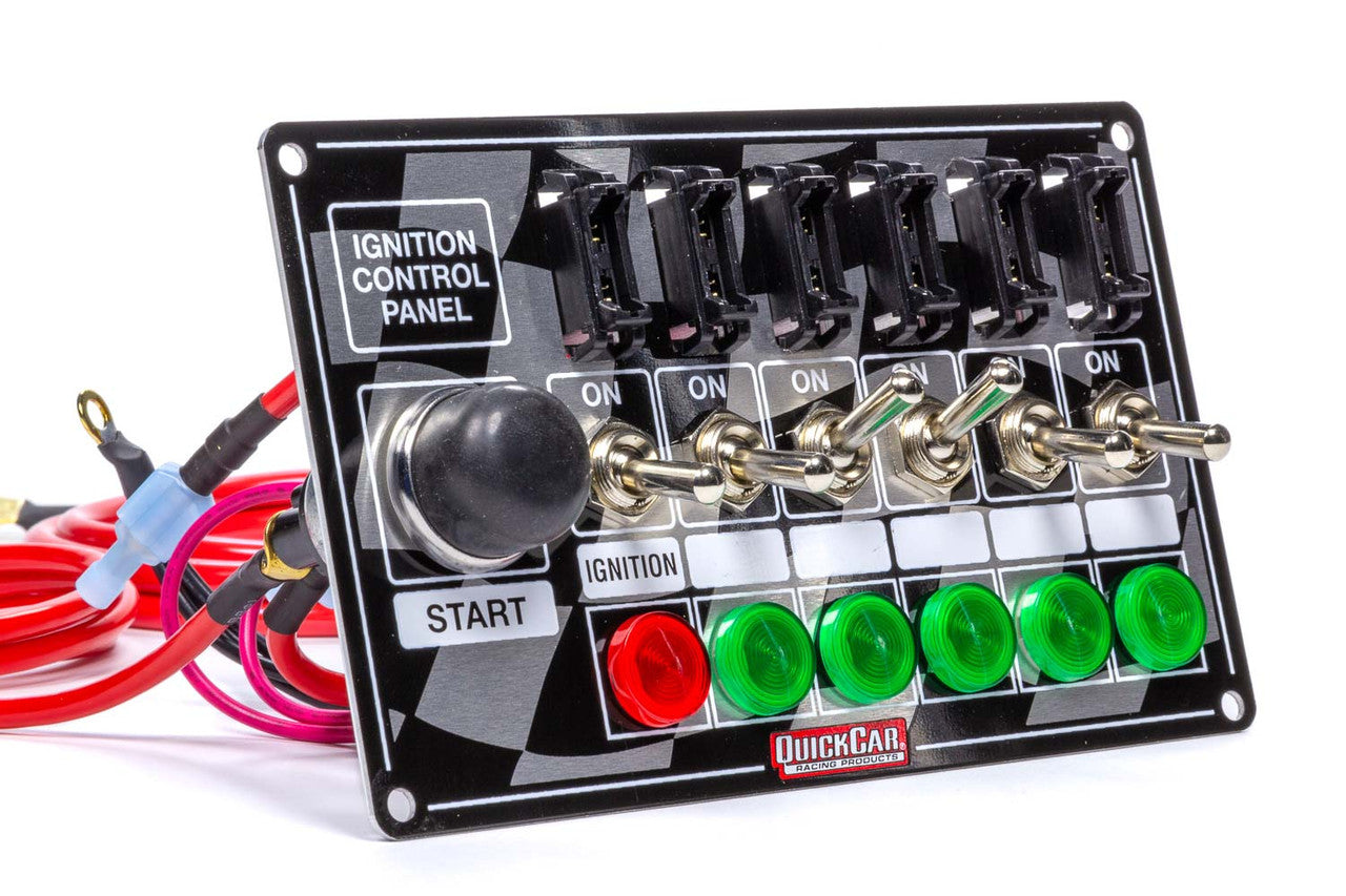 QuickCar Flag Plate, 6 Switches & 1 Button, Fused & Lit.