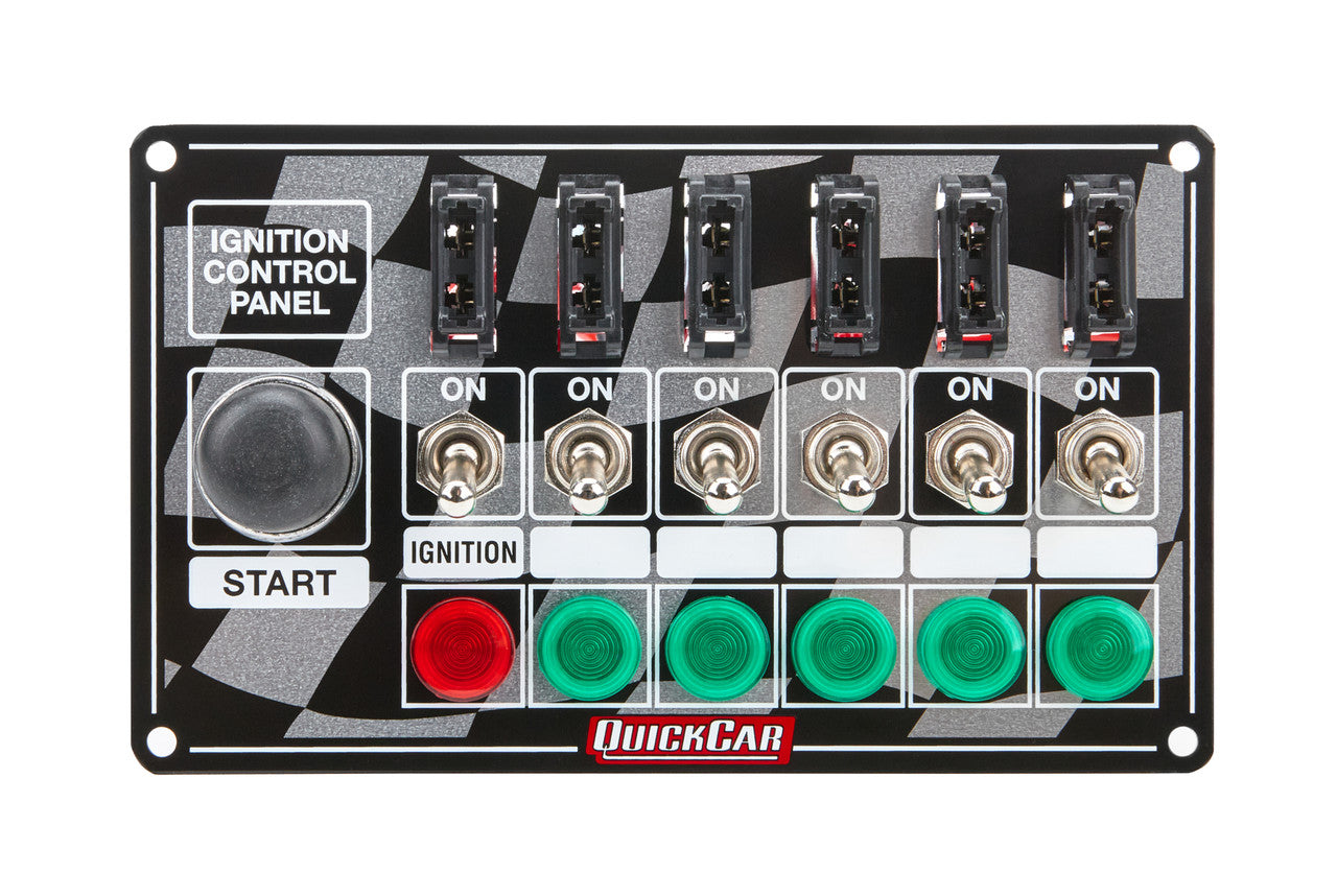 QuickCar Flag Plate, 6 Switches & 1 Button, Fused & Lit.