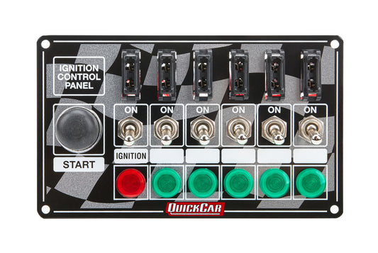 QuickCar Flag Plate, 6 Switches & 1 Button, Fused & Lit.
