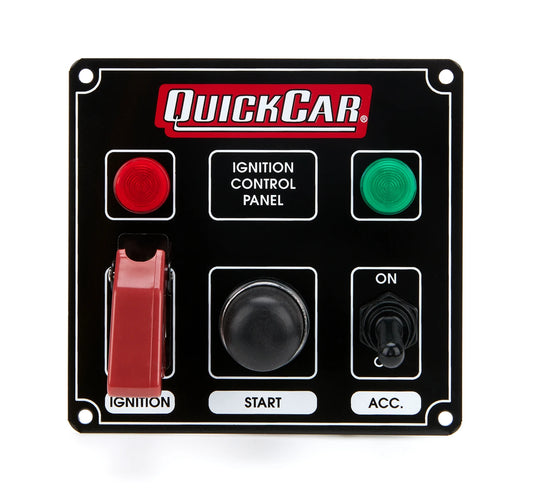QuickCar Black Plate, 2 Switches & 1 Button w/Flip Cover & Lights