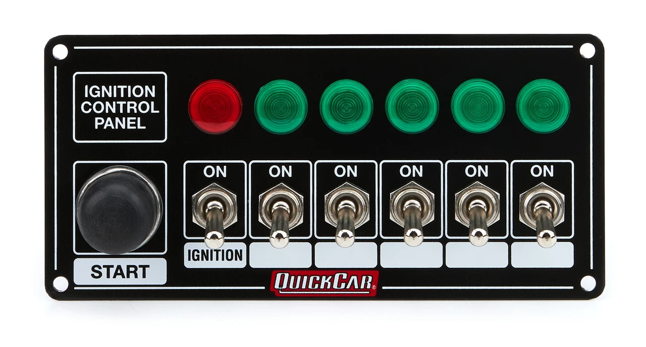 QuickCar Black Plate, 6 Switches & 1 Button w/Lights