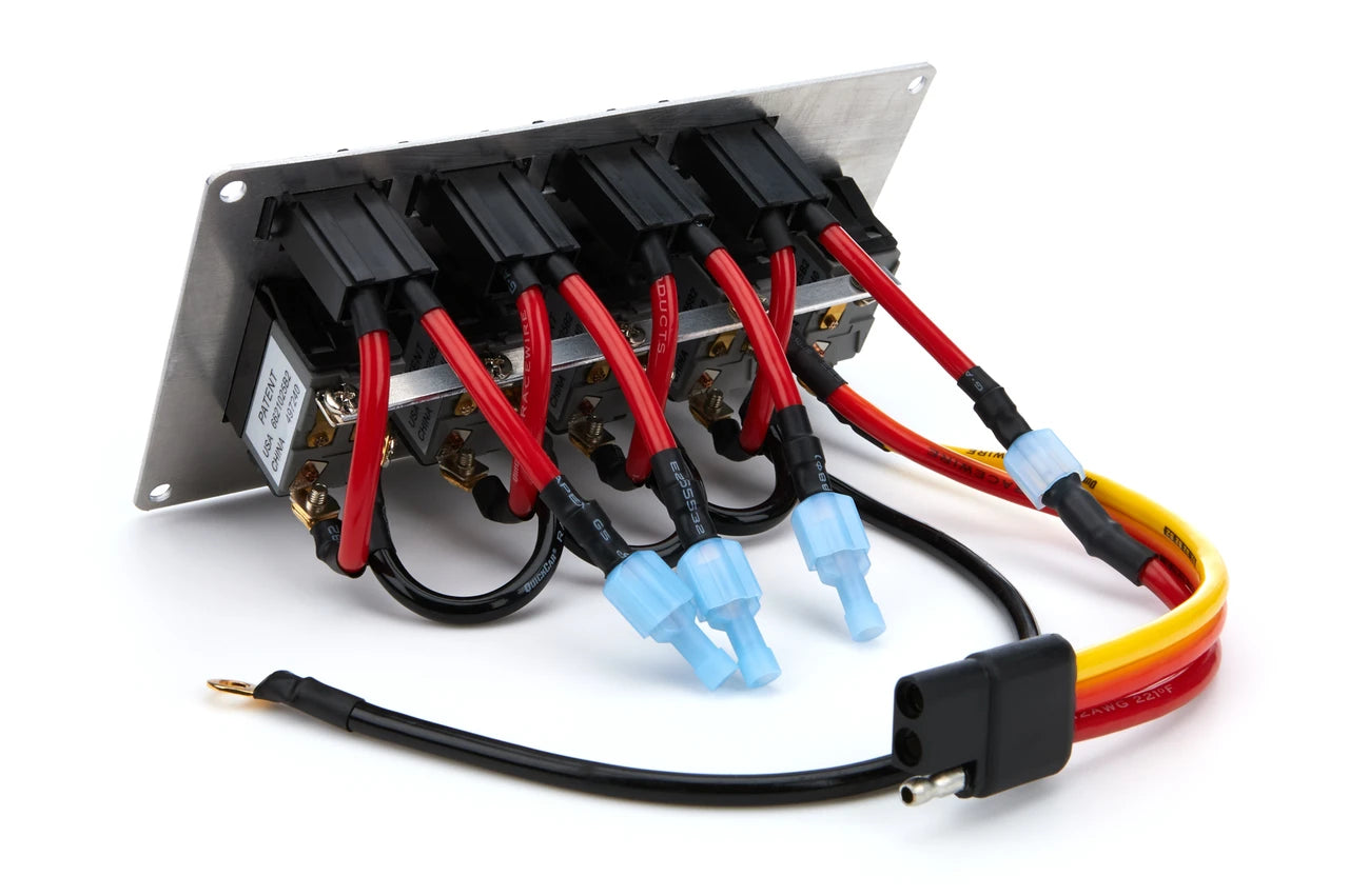 QuickCar Rocker Switches Fused & Lit with Flag Plate