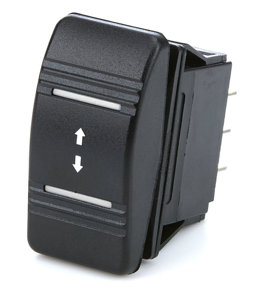 QuickCar Rocker Switch - Winch, Momentary-Off-Momentary, (On)-Off-(On), Red Light