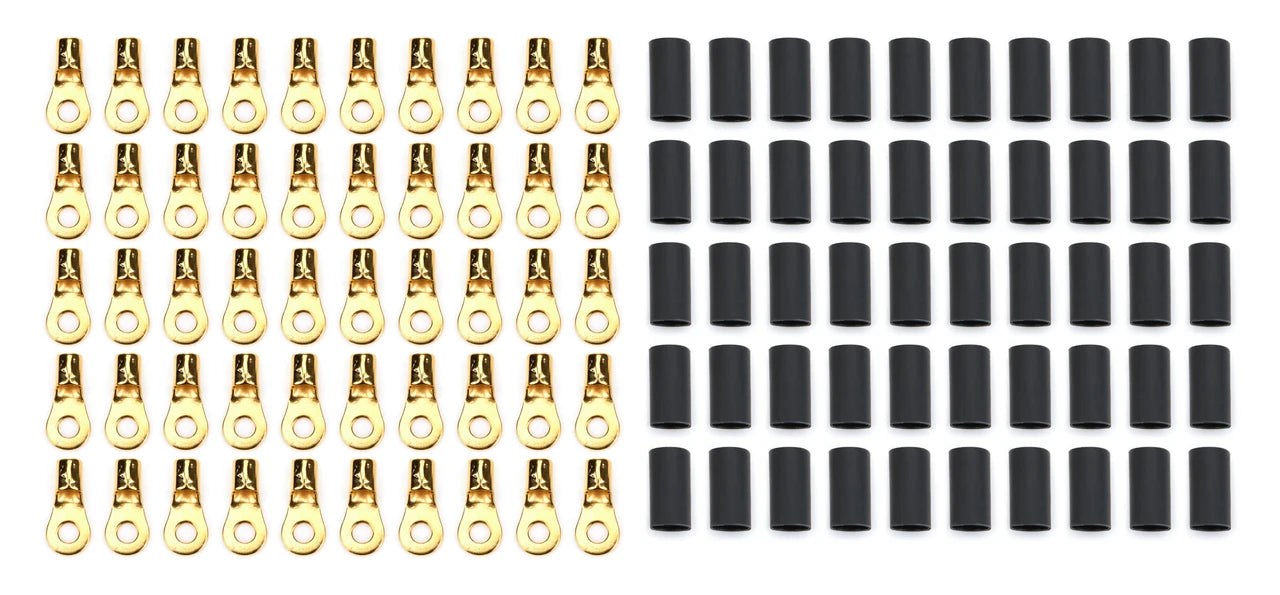 QuickCar #8 Ring Terminal 12-10 Ga. with heat shrink 50 Pack