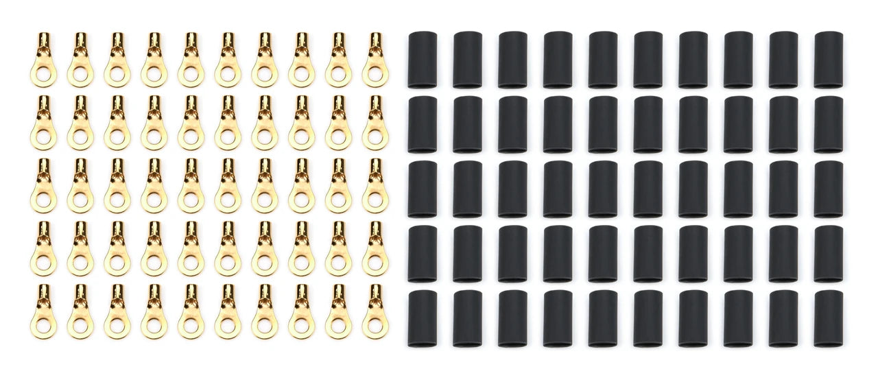 QuickCar #8 Ring Terminal 16-14 Ga. with heat shrink, 50 Pack