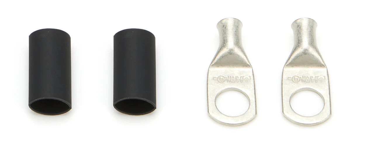 QuickCar Ring Terminals - 5/16" Eyelet, 6 Gauge Barrel with Heat Shrink, pair