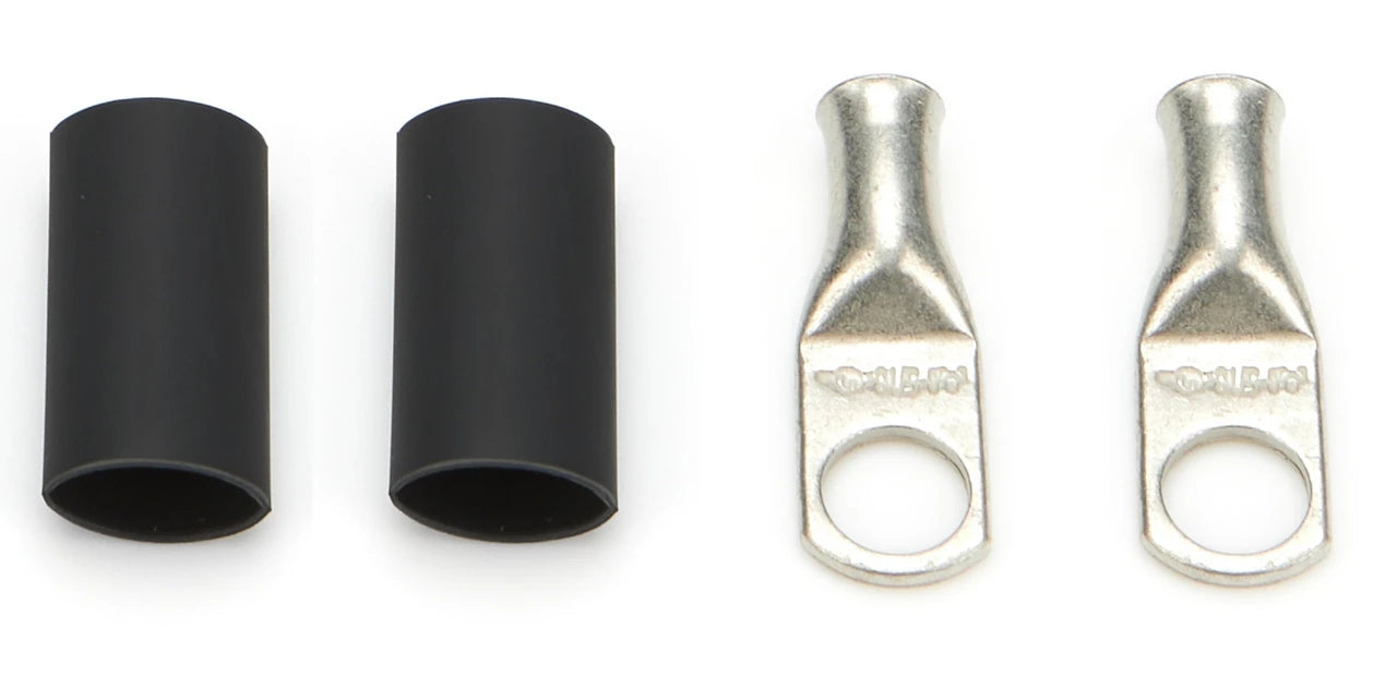 QuickCar Ring Terminals - 1/2" Eyelet, 6 Gauge Barrel with Heat Shrink, pair