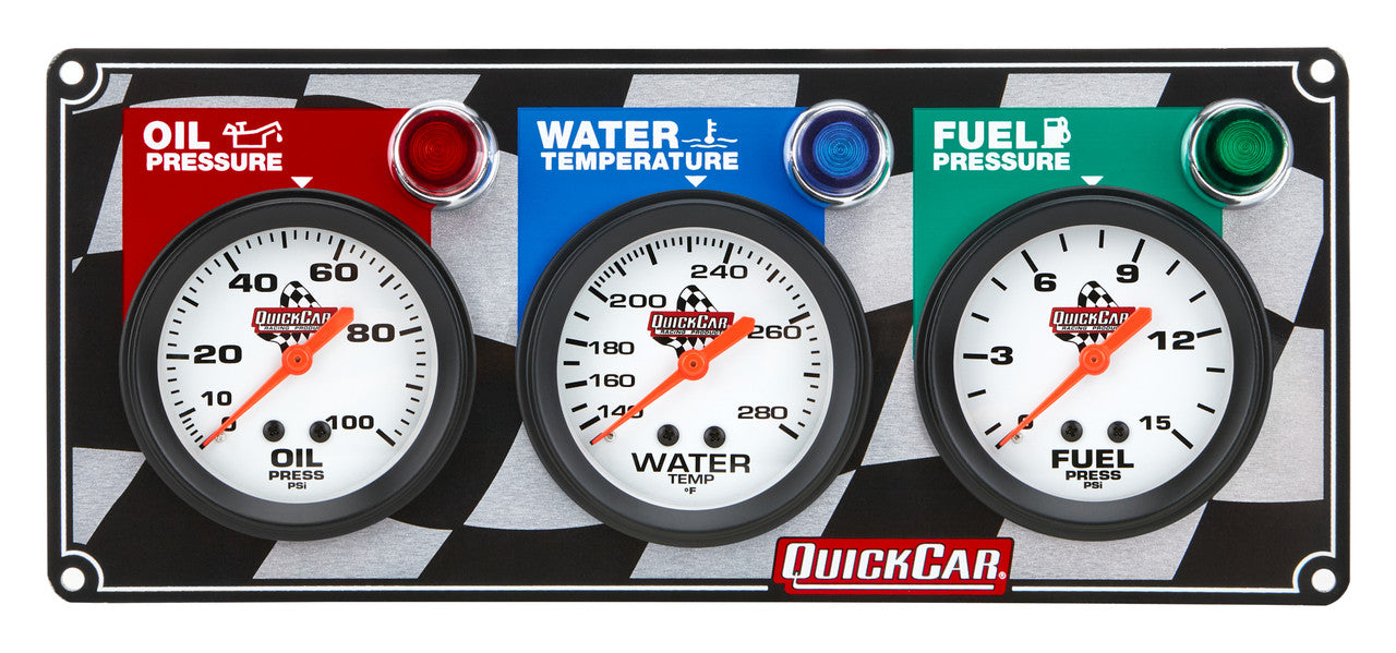 QuickCar Flag 3 Gauge Panel OP/WT/FP