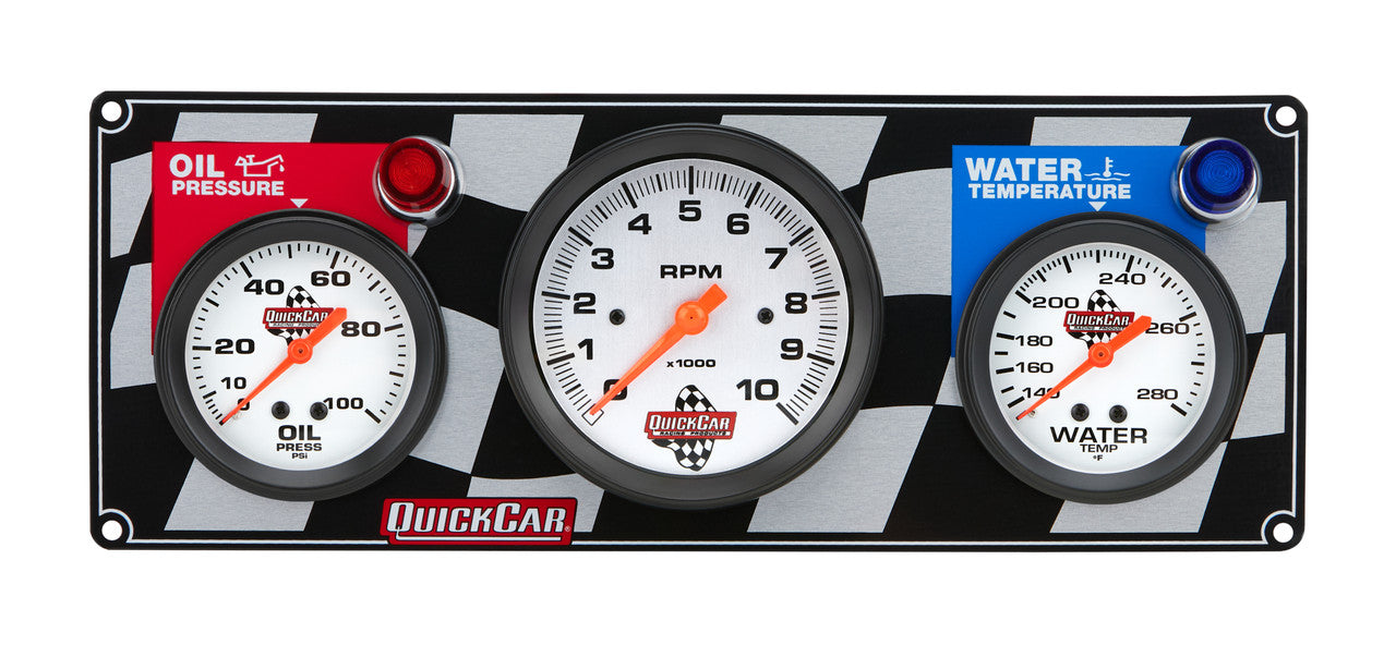 QuickCar Flag 2-1 OP/3"Tach/WT Gauge Panel