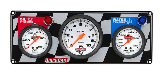 QuickCar Flag 2-1 OP/3"Tach/WT Gauge Panel