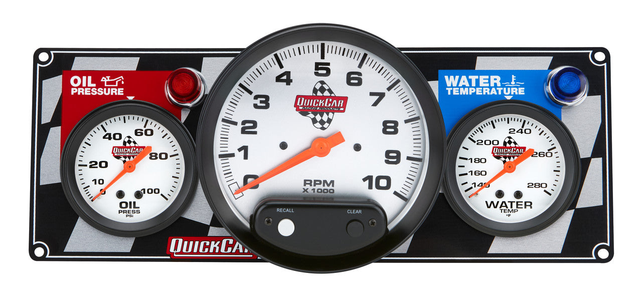 QuickCar Flag 2-1 Gauge Panel OP/5"Tach/WT
