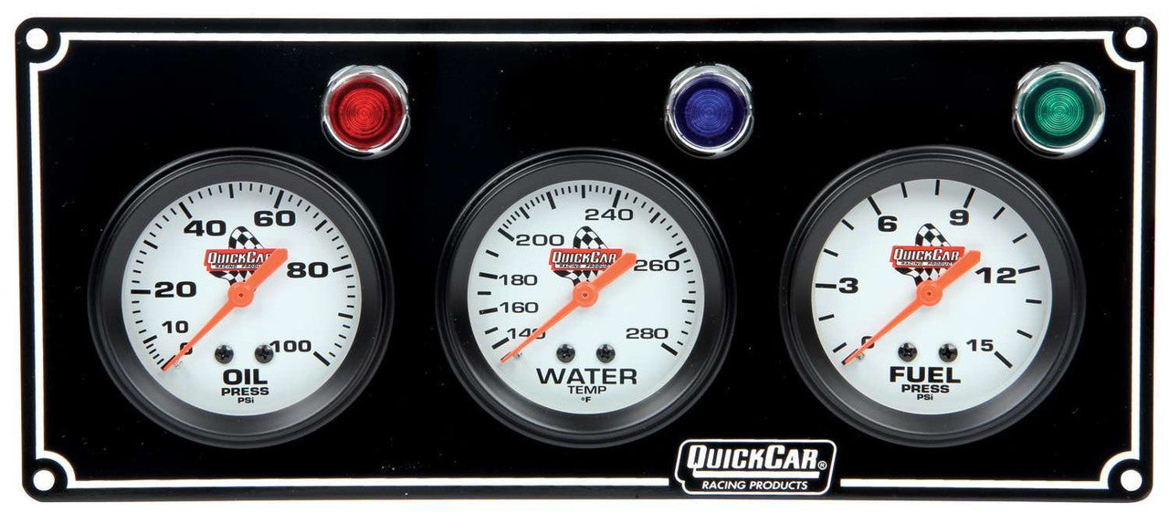 QuickCar Black 3 Gauge Panel OP/WT/FP