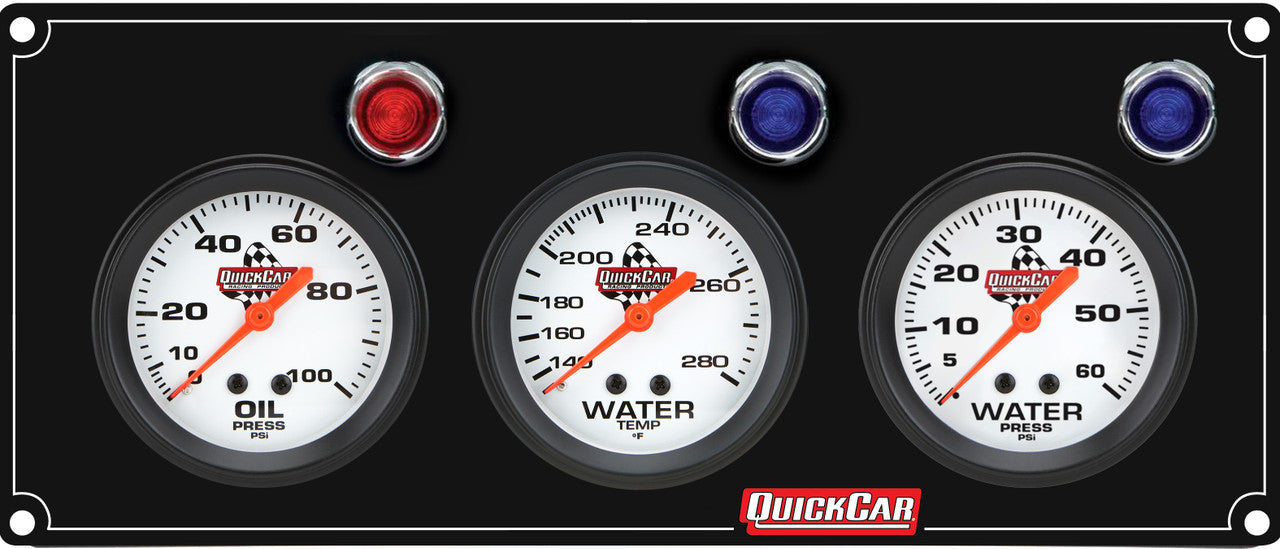 QuickCar Legend Gauge Panel - Black Plate, OP/WT/WP