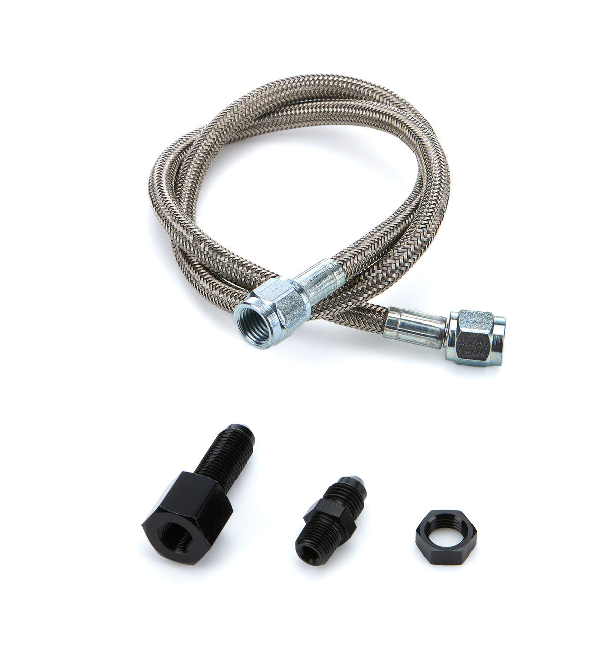 QuickCar Electric Pressure Gauge Line Kit 24" Steel Braided Line and fittings