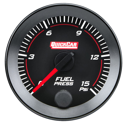 QuickCar RedLine Gauge - Fuel Pressure, 2-1/16", 0-15 PSI