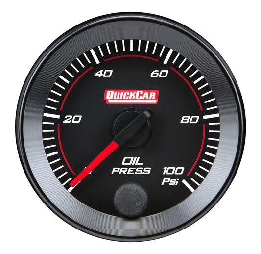 QuickCar RedLine Gauge - Oil Pressure, 2-1/16", 0-100 PSI