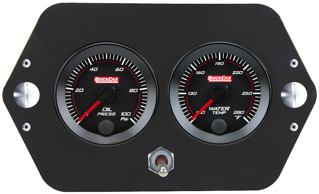 QuickCar Redline Gauge Panel - Sprint, Dzus Fasteners, Battery, Charger, 2-1/16" OP/WT