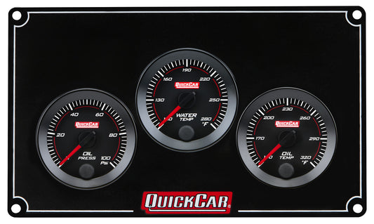 QuickCar RedLine Gauge Panel - Black Plate, 2-1/16" OP/WT/OT