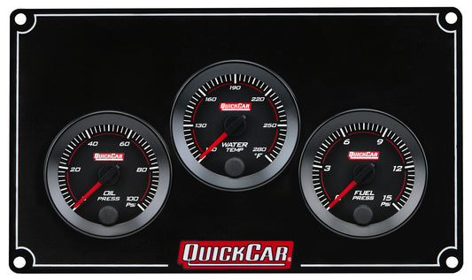 QuickCar RedLine Gauge Panel - Black Plate, 2-1/16" OP/WT/FP15