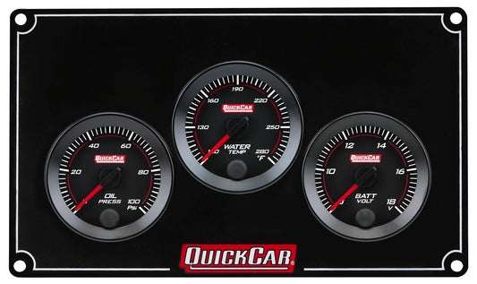 QuickCar RedLine Gauge Panel - Black Plate, 2-1/16" OP/WT/VT