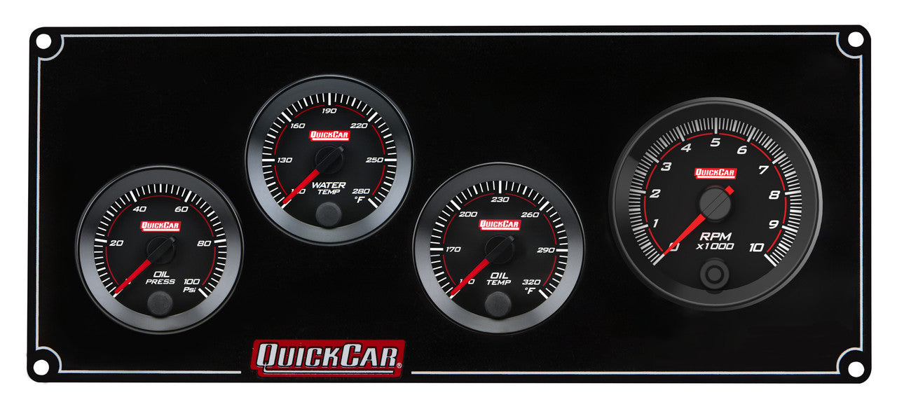 QuickCar RedLine Gauge Panel w/69-001- Black Plate, 2-1/16" OP/WT/OT/2-5/8" Tach