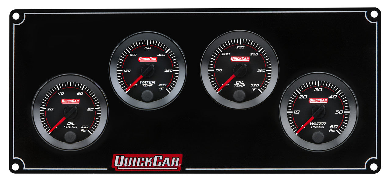 QuickCar RedLine Gauge Panel - Black Plate, 2-1/16" OP/WT/OT/WP