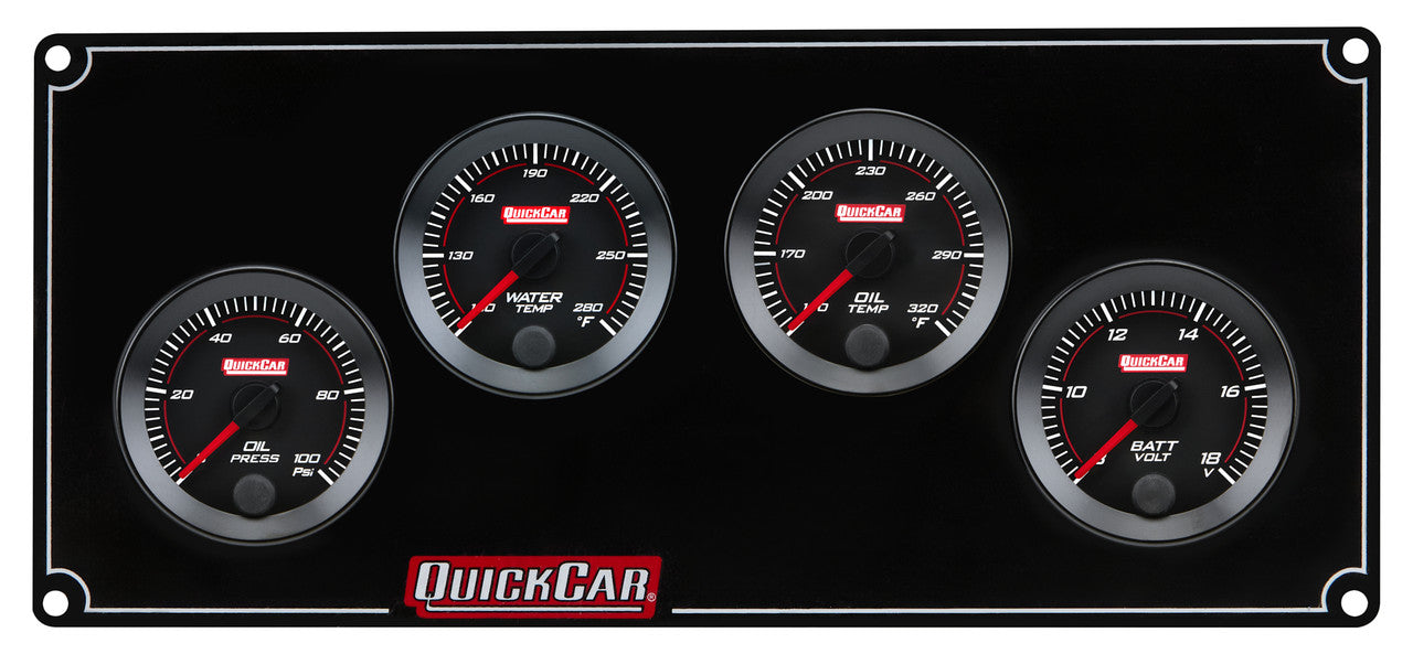 QuickCar RedLine Gauge Panel - Black Plate, 2-1/16" OP/WT/OT/VT
