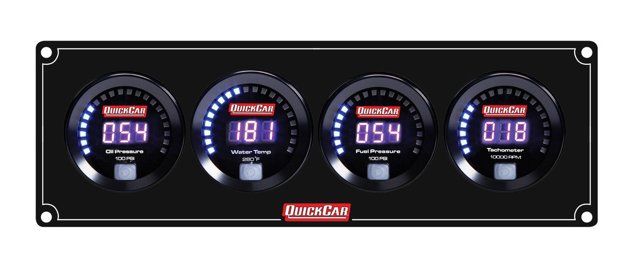 QuickCar Digital Gauge Panel w/67-001- Black Plate, OP/WT/FP100/Tach