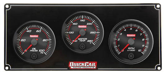 QuickCar Redline 2-1 Gauge Panel OP/WT w/Recall Tach