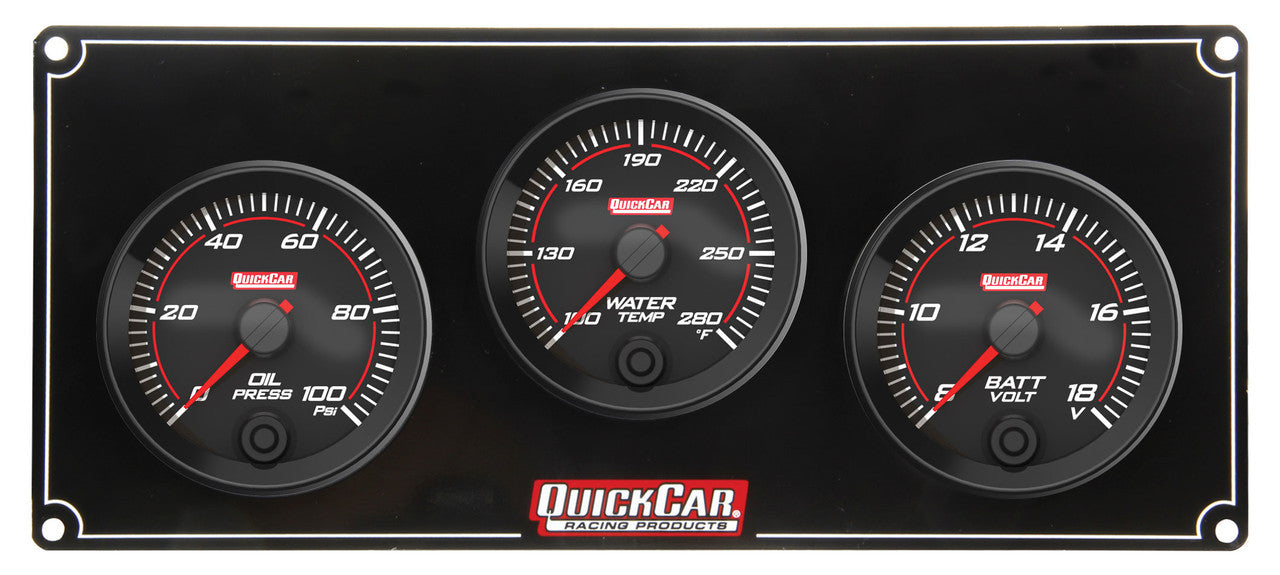 QuickCar Redline 3 Gauge Panel OP/WT/VOLT