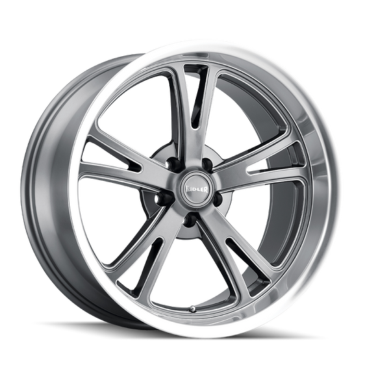 Ridler Wheels 606 17x7 5x114.3 0mm Grey with Milled Spokes and Diamond Lip Wheel 606-7765G