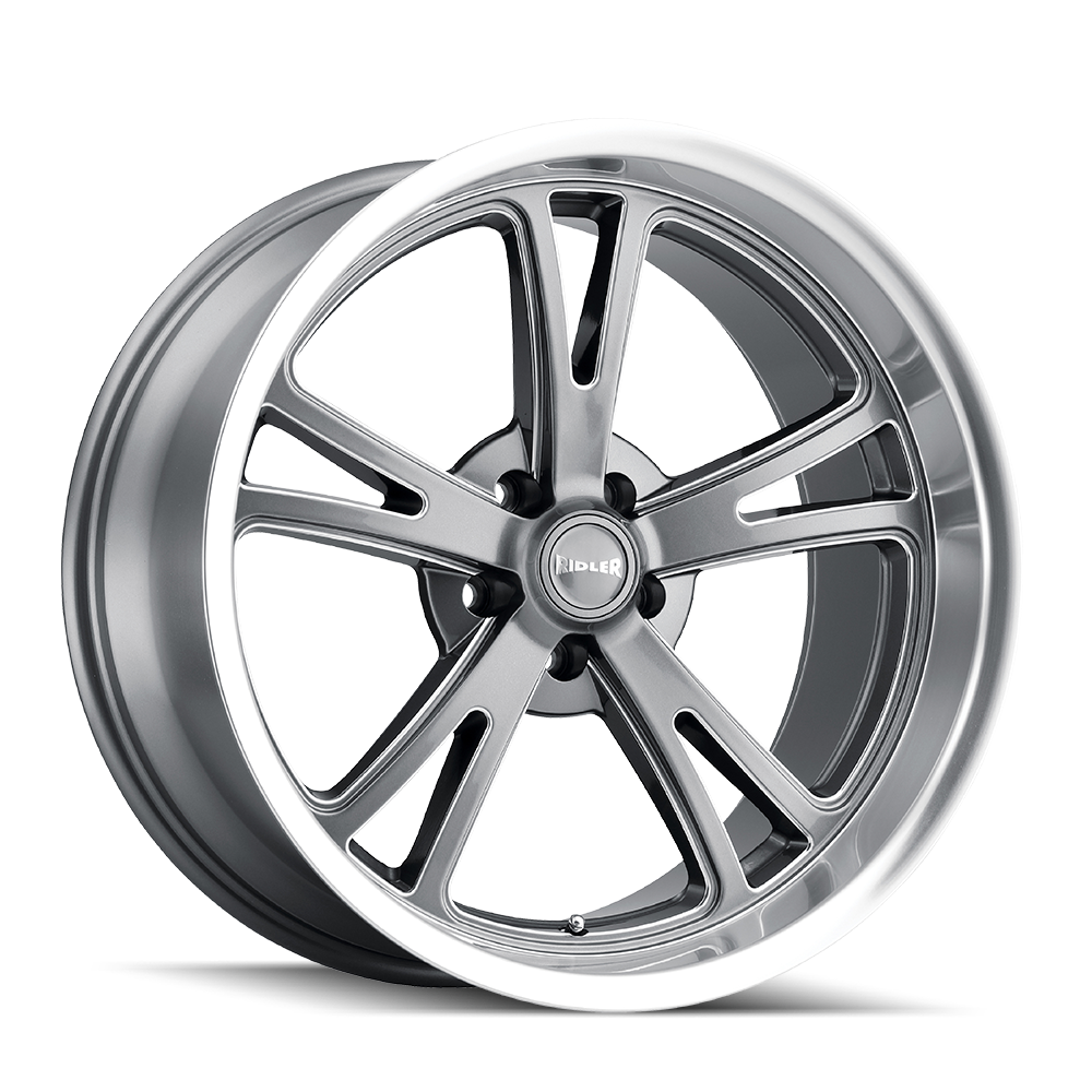 Ridler Wheels 606 17x8 5x120.65 0mm Grey with Milled Spokes and Diamond Lip Wheel 606-7861G