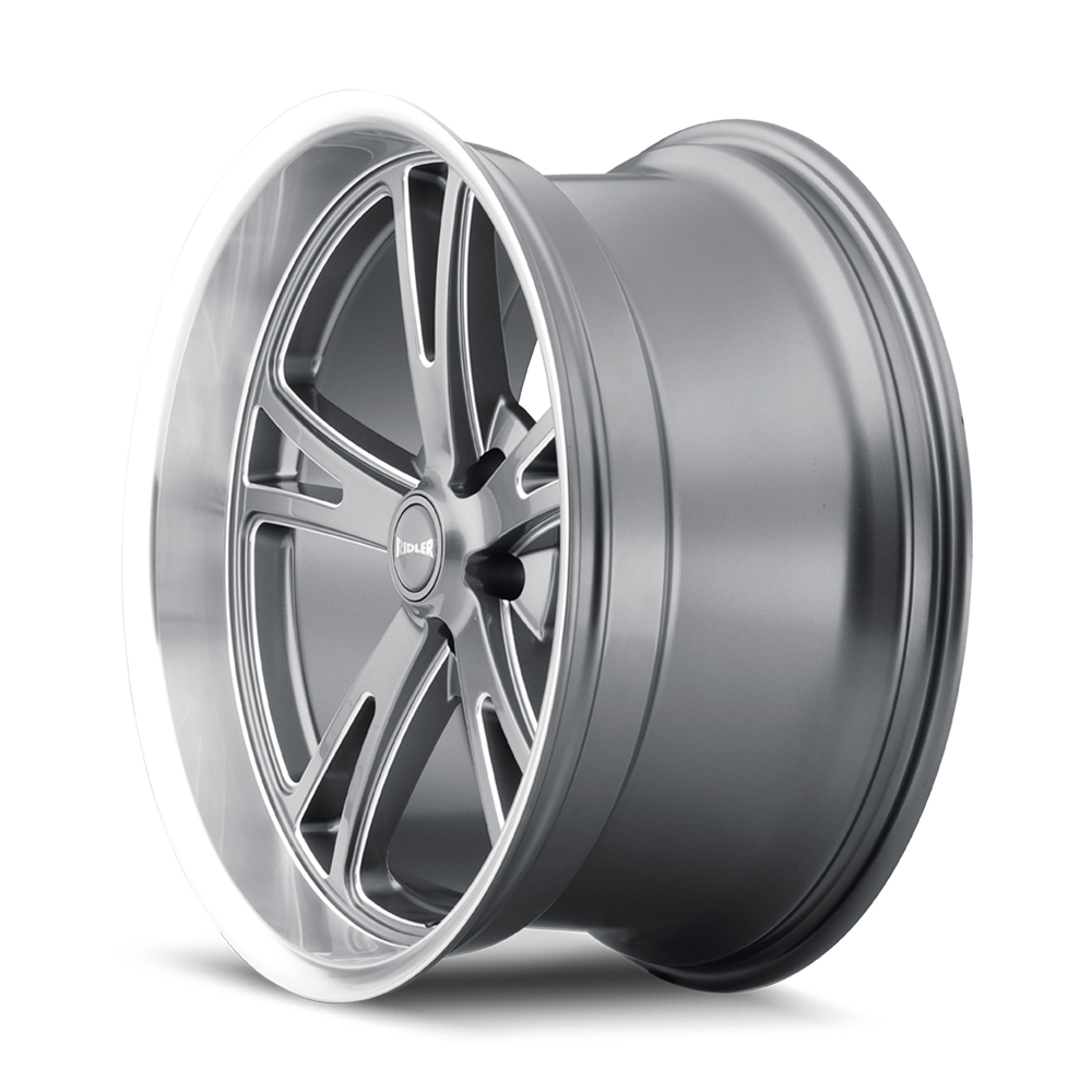 Ridler Wheels 606 17x8 5x120.65 0mm Grey with Milled Spokes and Diamond Lip Wheel 606-7861G