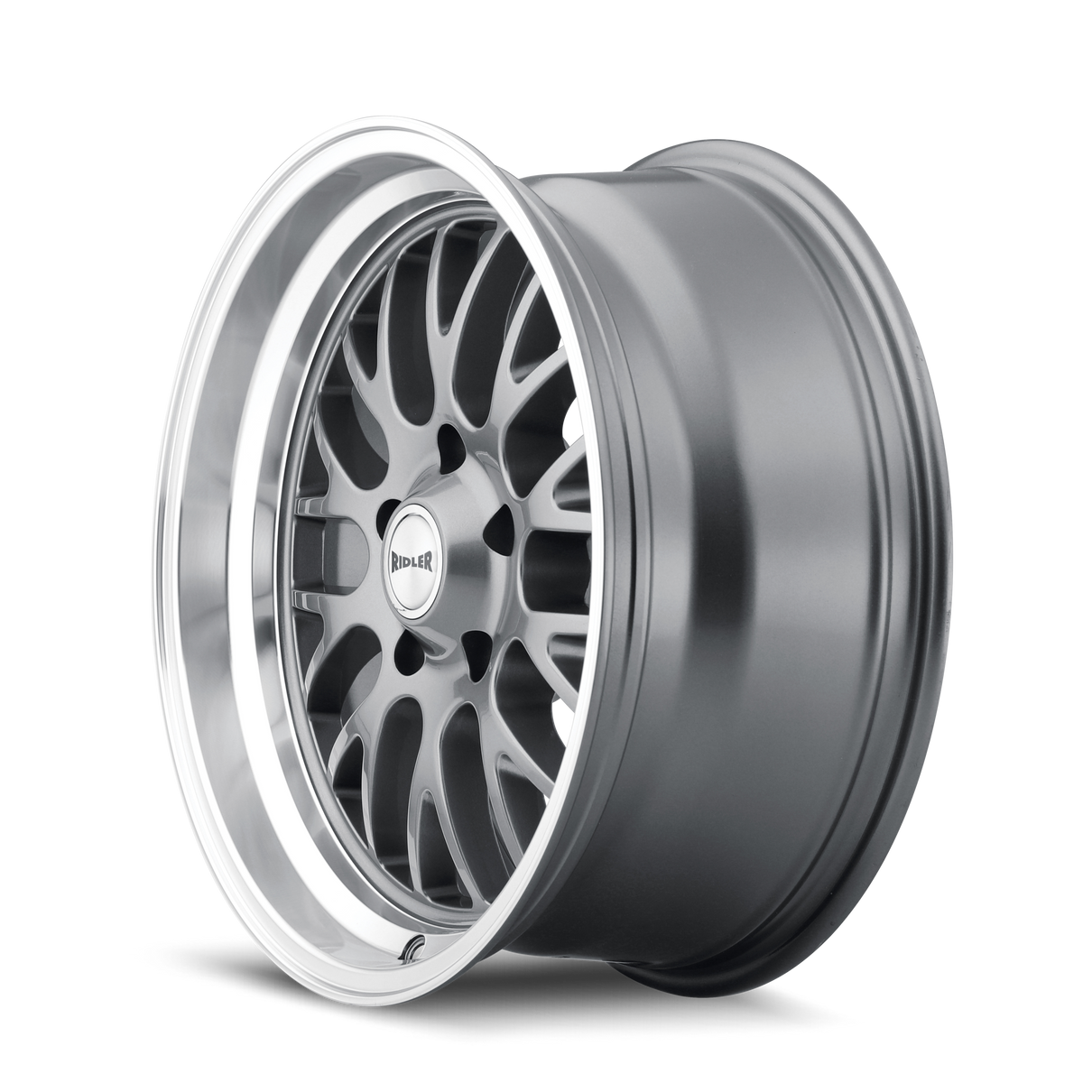 Ridler Wheels 607 18x8 5x120.65 0mm Grey with Machined Lip Wheel 607-8861G