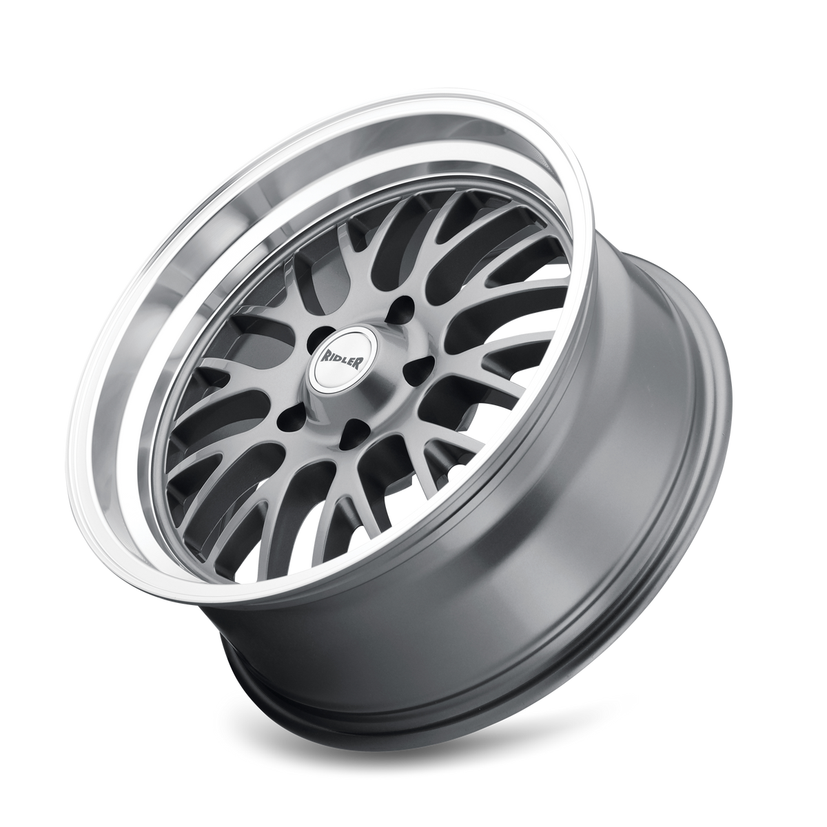 Ridler Wheels 607 18x8 5x120.65 0mm Grey with Machined Lip Wheel 607-8861G