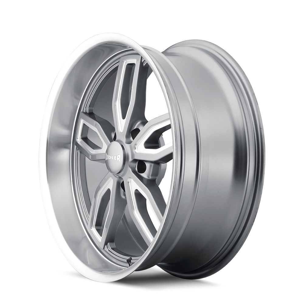 Ridler Wheels 608 20x8.5 5x120.65 0mm Grey with Milled Spokes and Diamond Lip Wheel 608-2861G