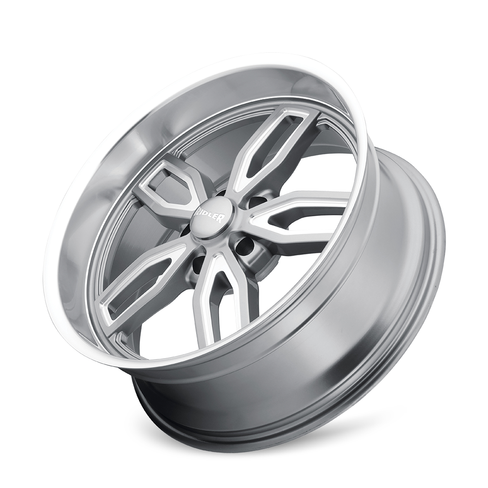 Ridler Wheels 608 18x8 5x120.65 0mm Grey with Milled Spokes and Diamond Lip Wheel 608-8861G