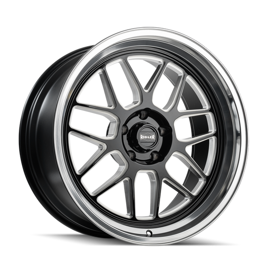 Ridler Wheels 611 20x10 5x127 0mm Gloss Black Milled with Diamond Cut Lip Wheel 611-2173GBMD